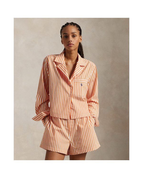 Ralph Lauren Crop Top Boxer Poplin Pajama Set