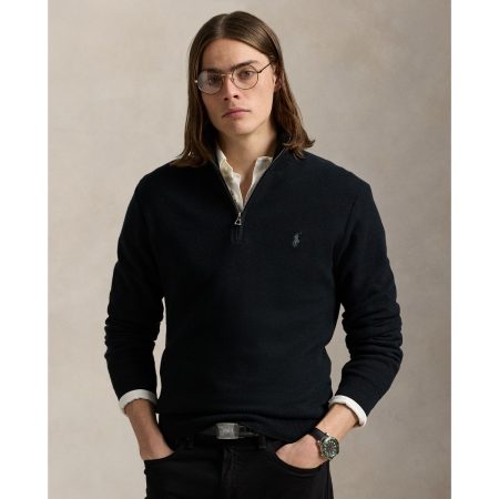 Polo Ralph Lauren Mesh Knit Cotton Quarter Zip Sweater
