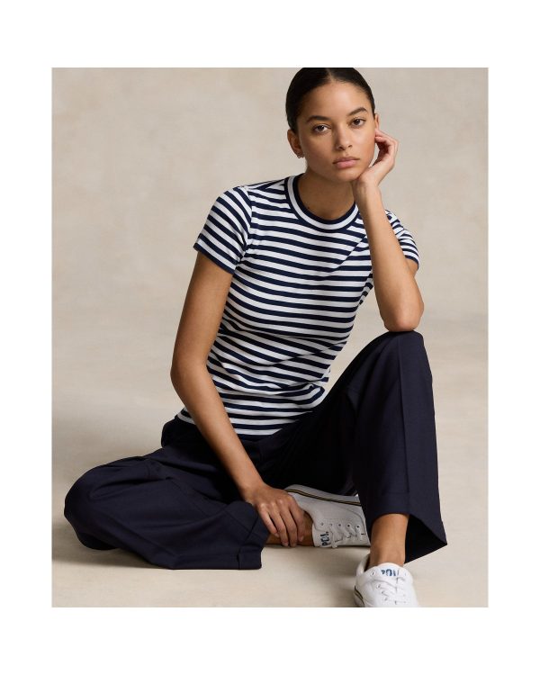 Ralph Lauren Striped Ribbed Cotton Crewneck Tee