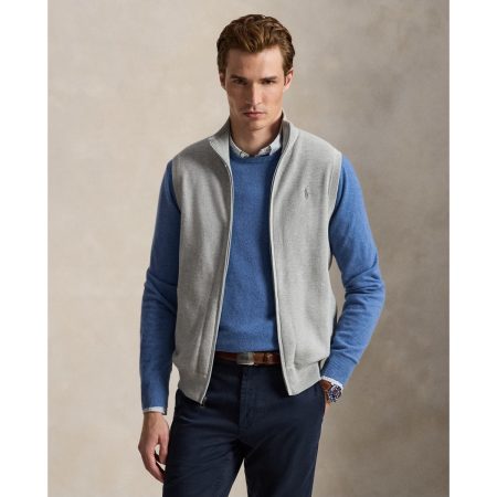 Polo Ralph Lauren Mesh-Knit Cotton Full-Zip Sweater Vest