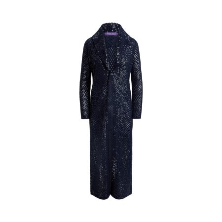 Ralph Lauren Embellished Cashmere Mesh Long Cardigan