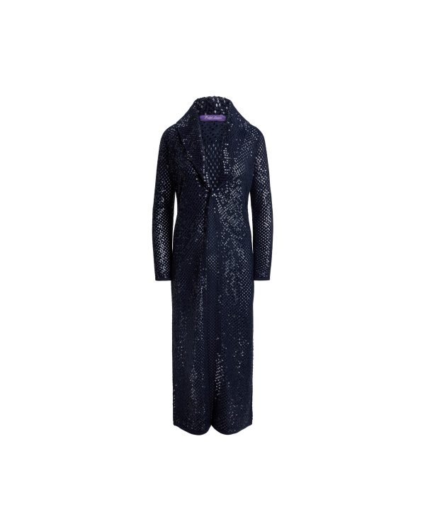 Ralph Lauren Embellished Cashmere Mesh Long Cardigan