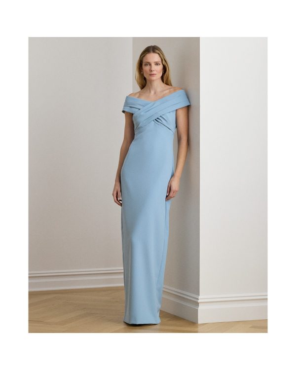 Ralph Lauren Crepe Off-the-Shoulder Gown