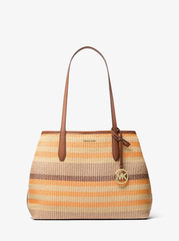 Michael Kors Outlet Avalon Medium Striped Woven Tote Bag - Preorder