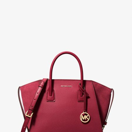 Michael Kors Outlet Avril Large Leather and Suede Satchel - Preorder