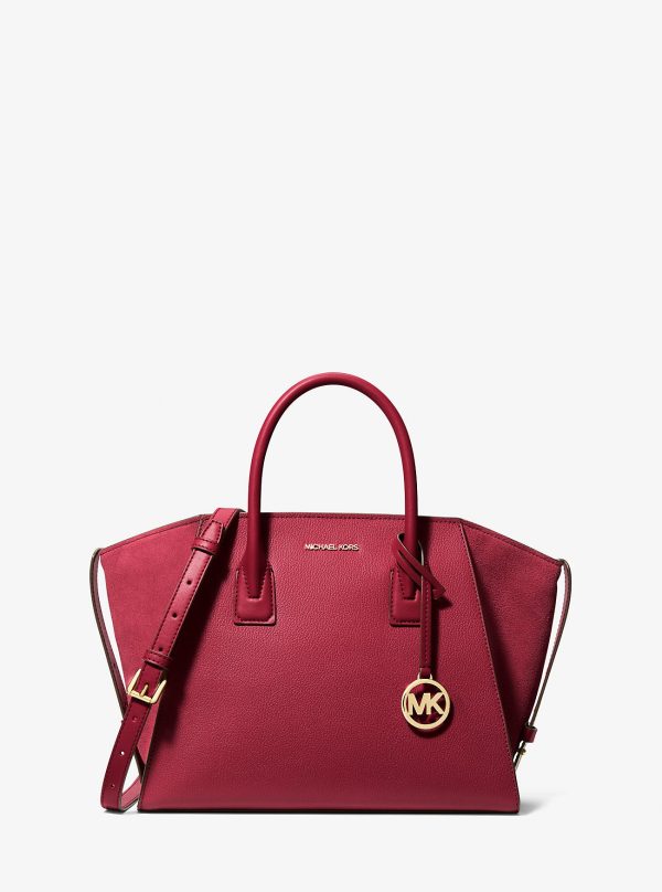 Michael Kors Outlet Avril Large Leather and Suede Satchel - Preorder