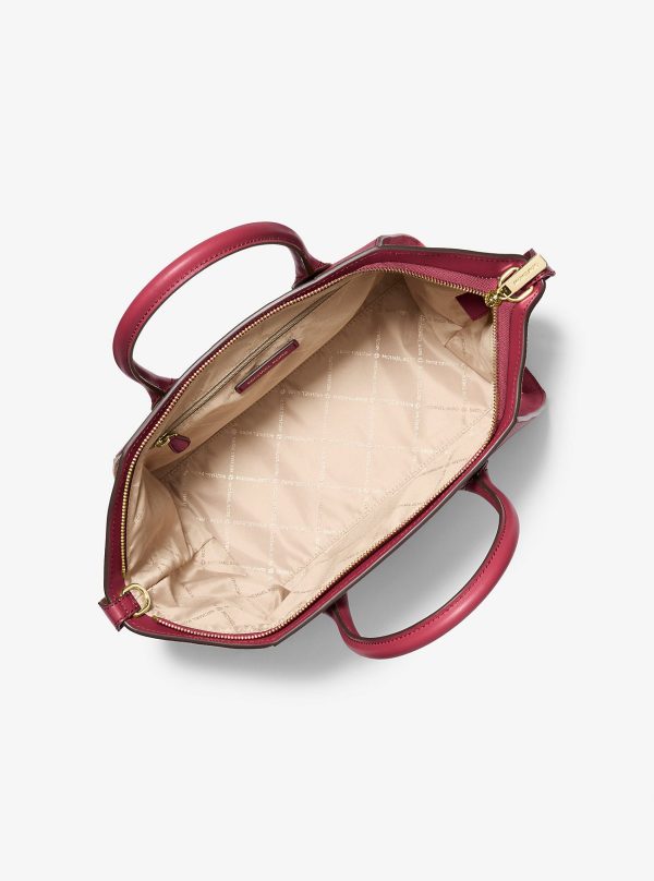 Michael Kors Outlet Avril Large Leather and Suede Satchel - Preorder