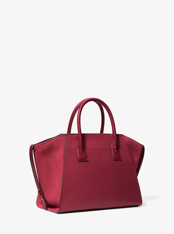 Michael Kors Outlet Avril Large Leather and Suede Satchel - Preorder
