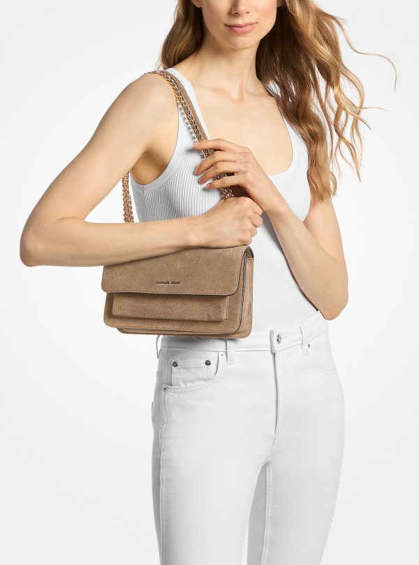 Michael Kors Claire Large Suede Shoulder Bag - Preorder