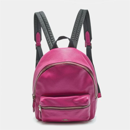 Coach Charlie Pink/black Leather And Nylon Backpack - Preorder