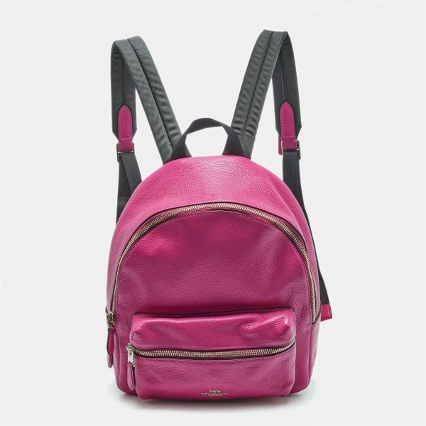 Coach Charlie Pink/black Leather And Nylon Backpack - Preorder