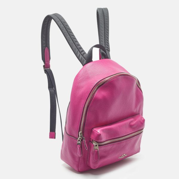Coach Charlie Pink/black Leather And Nylon Backpack - Preorder