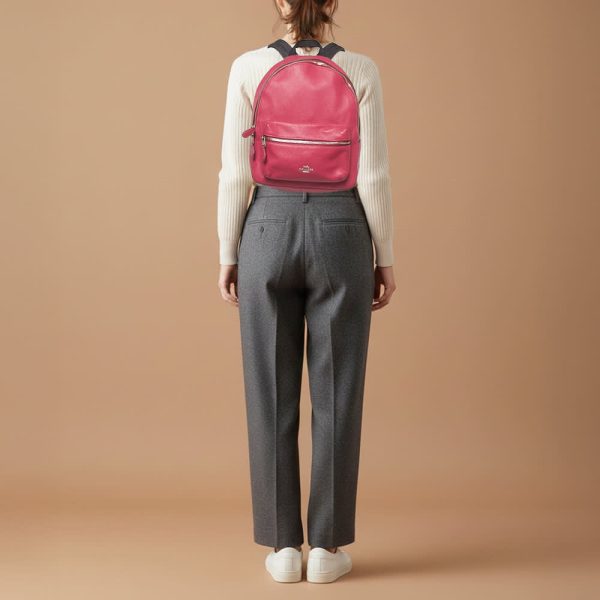 Coach Charlie Pink/black Leather And Nylon Backpack - Preorder