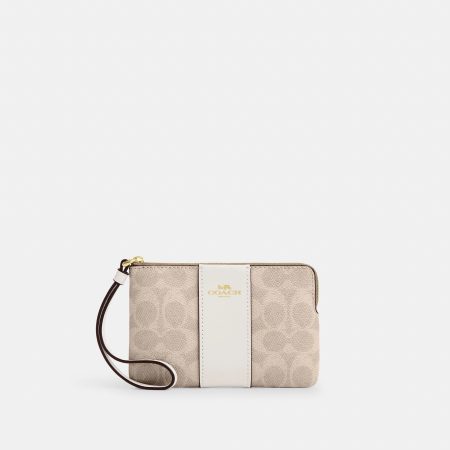 Coach Outlet Corner Zip Wristlet In Signature Canvas With Stripe - Preorder