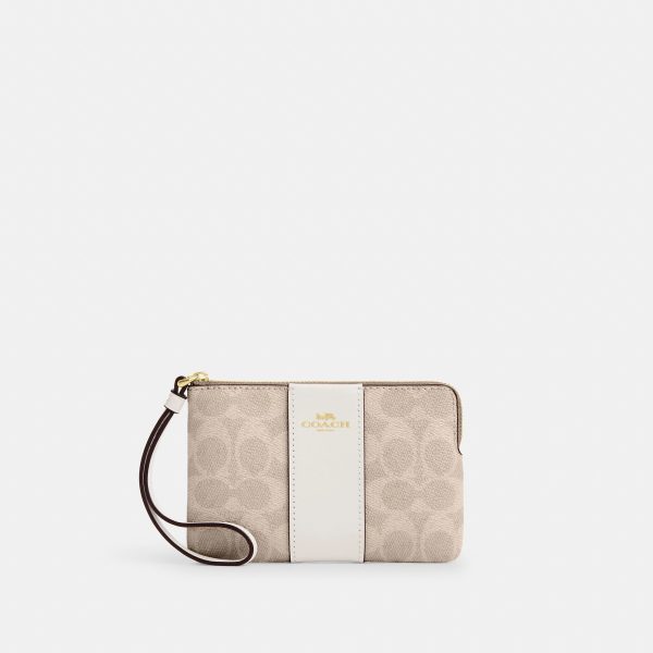 Coach Outlet Corner Zip Wristlet In Signature Canvas With Stripe - Preorder