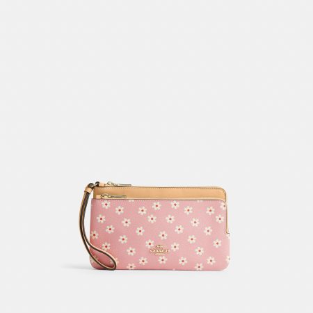 Coach Outlet Double Zip Wristlet With Floral Print - Preorder