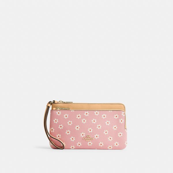 Coach Outlet Double Zip Wristlet With Floral Print - Preorder