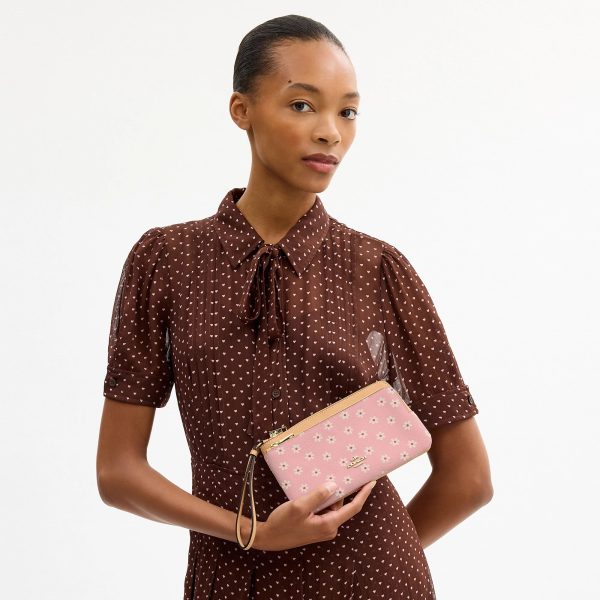 Coach Outlet Double Zip Wristlet With Floral Print - Preorder
