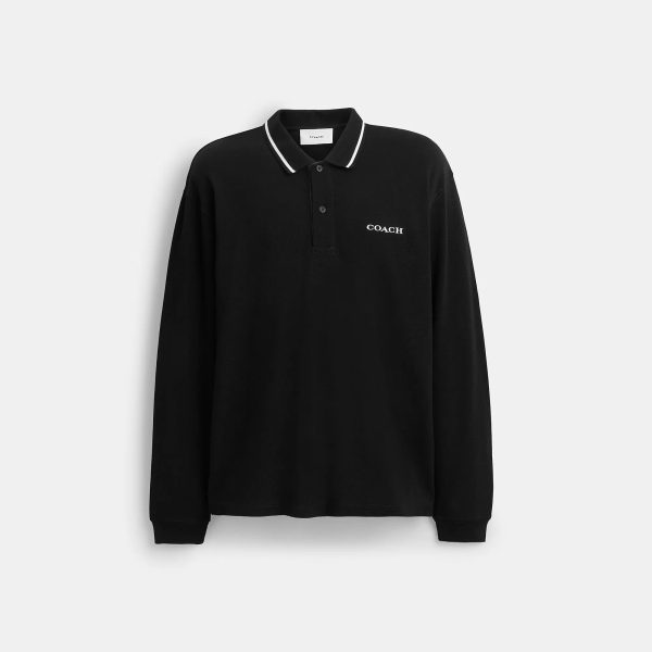 Coach Outlet Signature Trim Long Sleeve Polo In Regenerative Cotton - Preorder