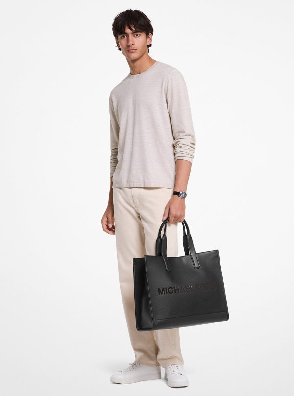 Michael Kors Outlet Cooper Logo Embossed Pebbled Leather Tote Bag - Preorder