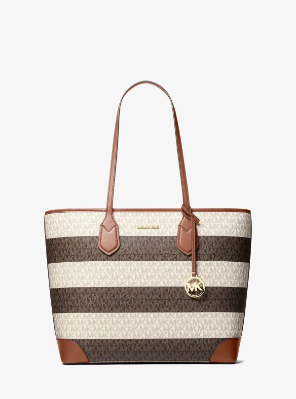 Michael Kors Outlet Eva Large Striped Signature Logo Tote Bag - Preorder