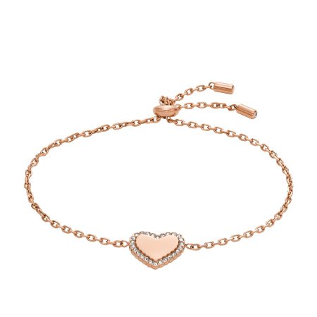 Fossil Women's Elliott Rose Gold-Tone Stainless Steel Heart Chain Bracelet - Preorder