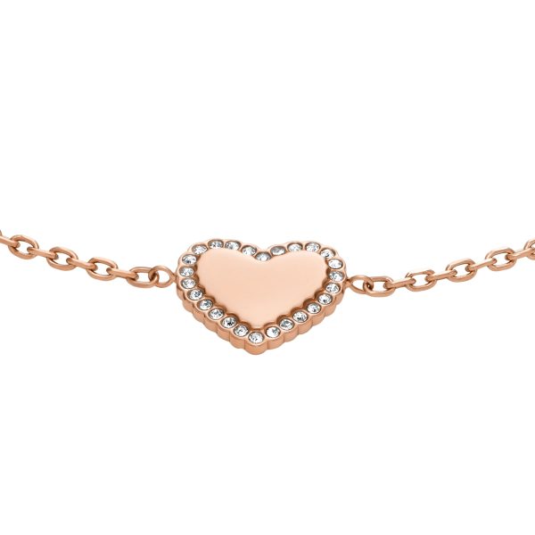 Fossil Women's Elliott Rose Gold-Tone Stainless Steel Heart Chain Bracelet - Preorder