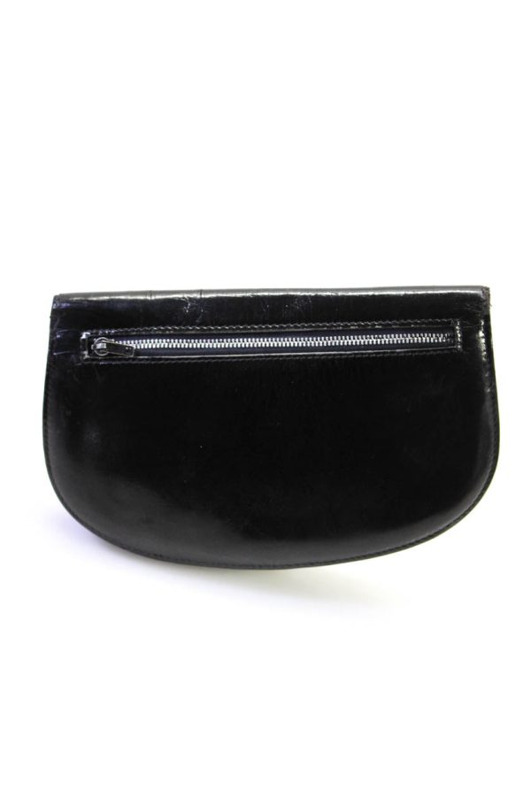 Gucci Womens Leather Double G Accent Clasp Flapped Clutch Handbag Black - Preorder