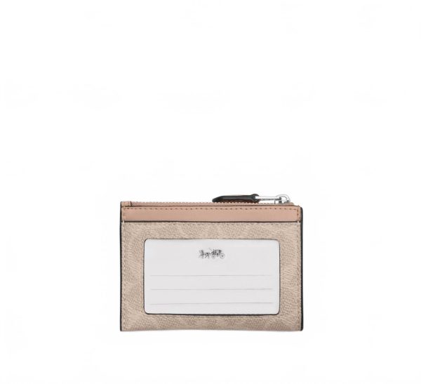 Coach Mini Skinny Id Card Case In Sand/taupe - Preorder