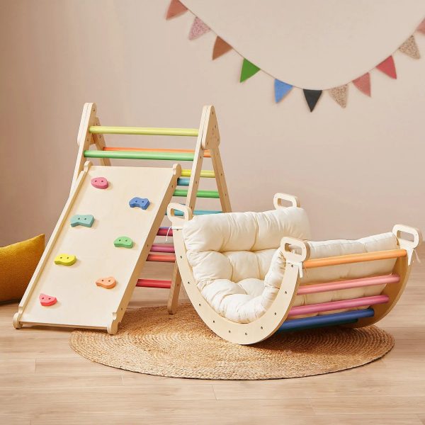 Tiny Land 7-in-1 Rainbow Pikler Climbing Set with Play Pad - USA Preorder