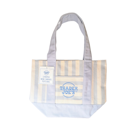 Trader Joe's Striped Mini Canvas Tote - Light Blue product image
