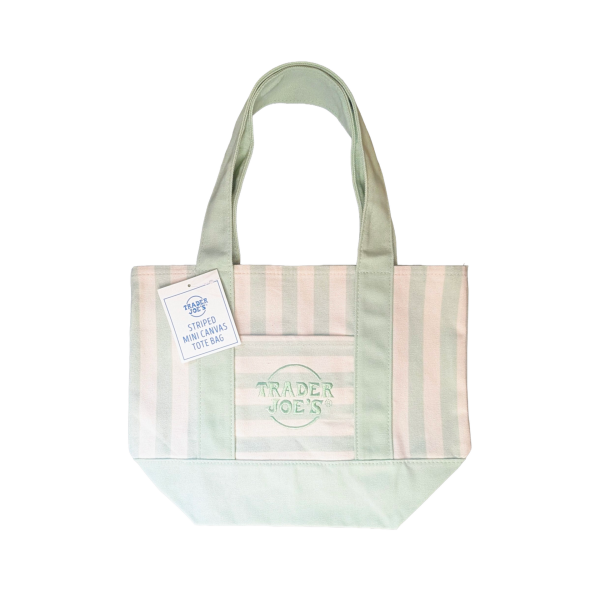 Trader Joe's Striped Mini Canvas Tote - Mint product image