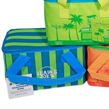 Trader Joe's Summer Fun Mini Insulated Tote - Blue & Green Stripe product image
