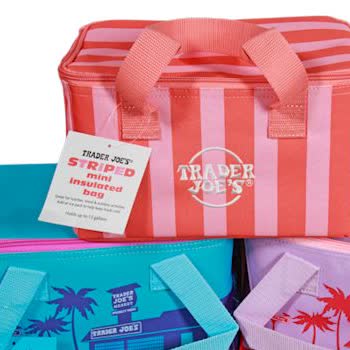Trader Joe's Summer Fun Mini Insulated Tote - Red & Pink Stripe product image