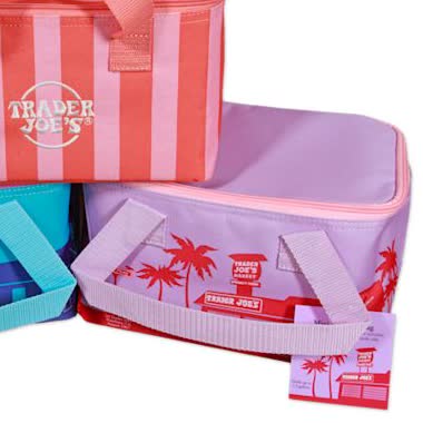 Trader Joe's Summer Fun Mini Insulated Tote - Floral Violet & Pink product image