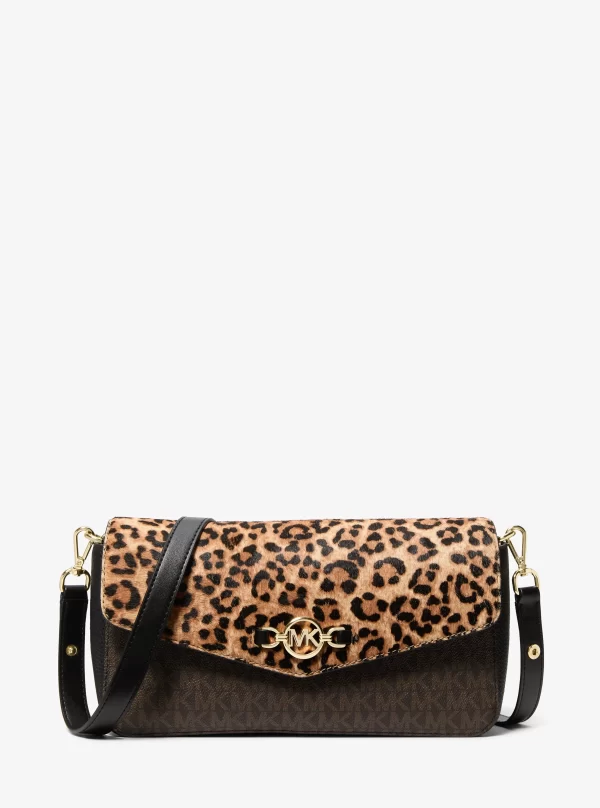 Michael Kors Kacey Medium Signature Logo and Leopard Print Calf Hair Shoulder Bag - Preorder