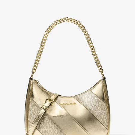 Michael Kors Jet Set Travel Large Metallic and Signature Logo Convertible Crossbody Bag - Preorder