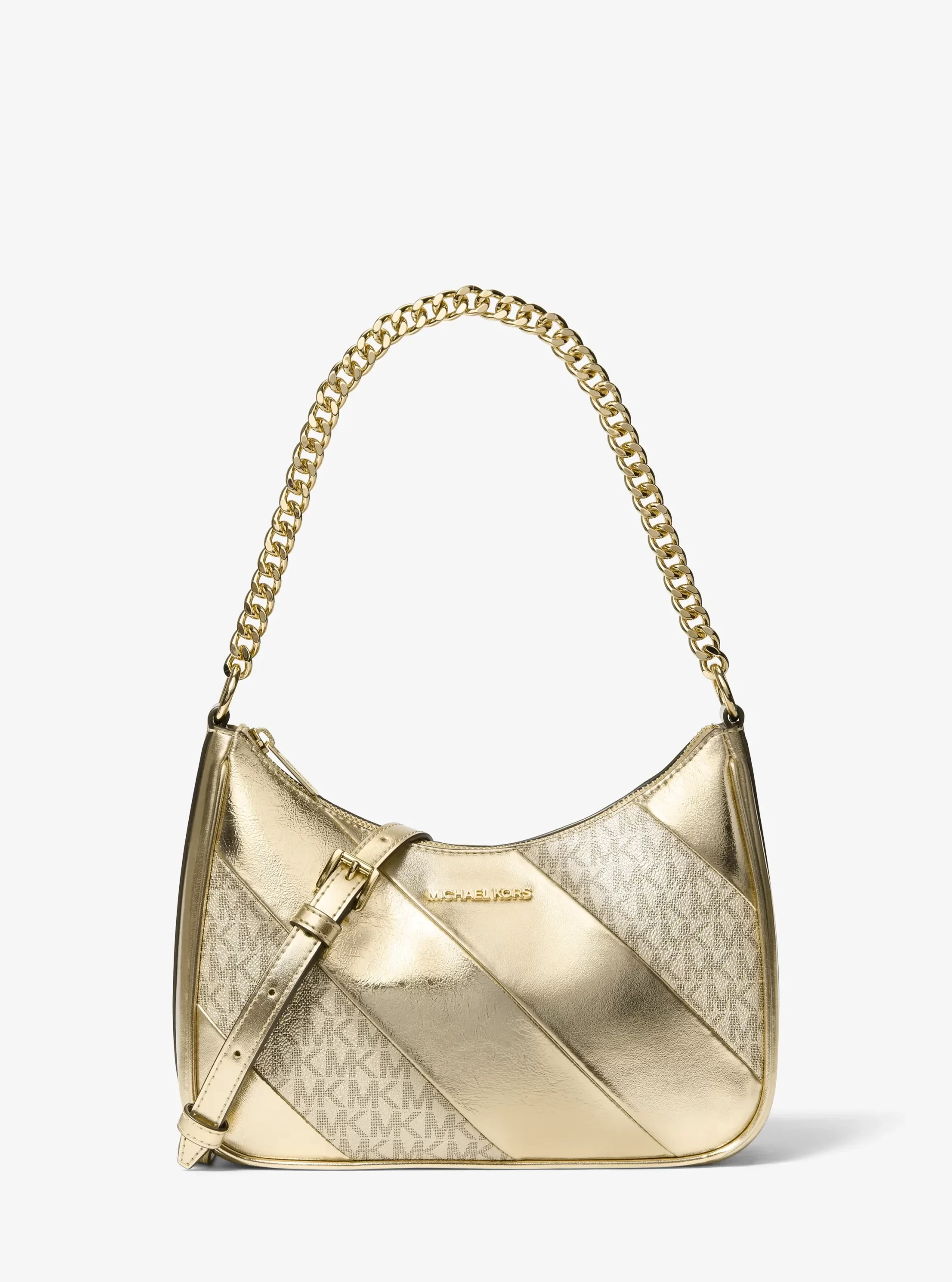 Michael Kors Jet Set Travel Large Metallic and Signature Logo Convertible Crossbody Bag - Preorder