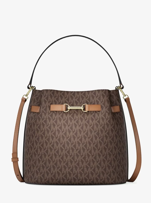 Michael Kors Carson Medium Signature Logo Convertible Bucket Crossbody Bag - Preorder