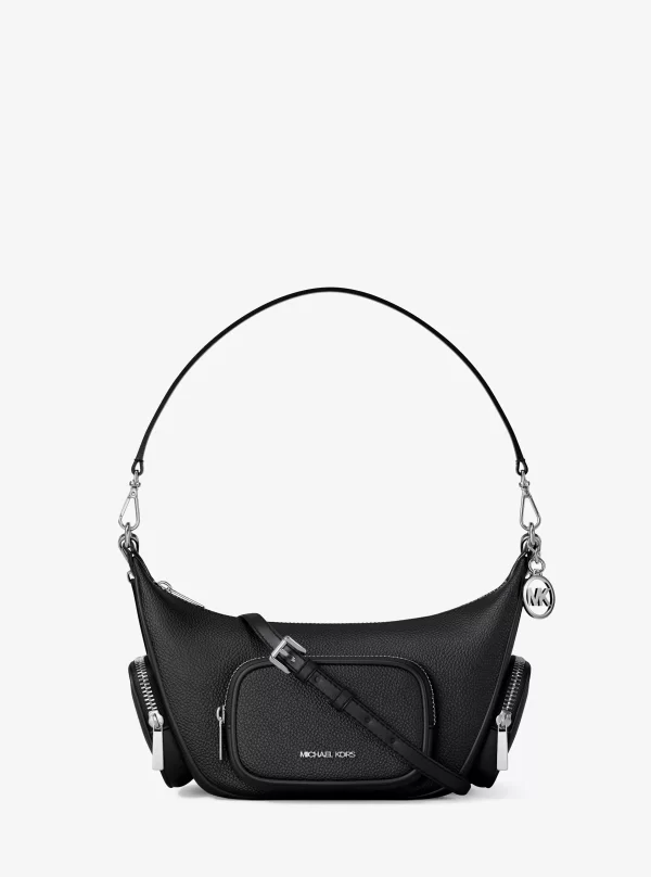 Michael Kors Merritt Small Pebbled Leather Convertible Crossbody Bag Black - Preorder