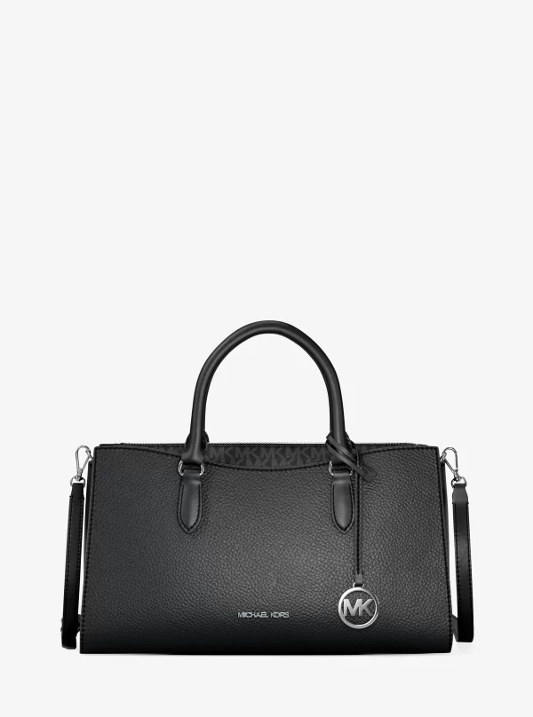 Michael Kors Arden Medium Pebbled Leather and Signature Logo Top-Zip Satchel - Preorder