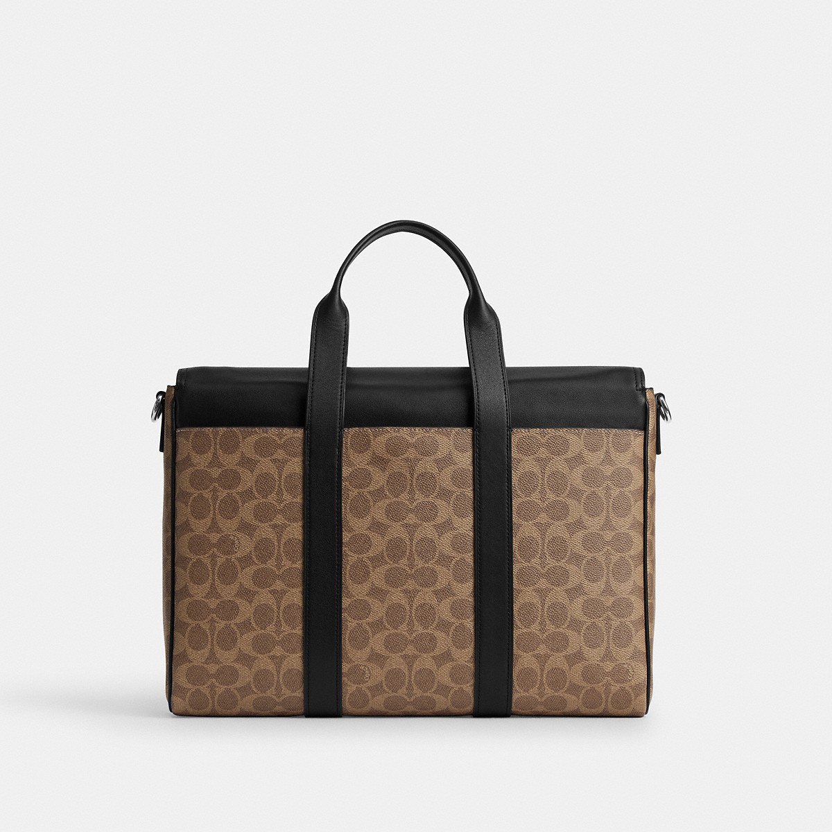 Coach Sullivan Portfolio Brief In Signature Canvas Silver/Tan Black back view