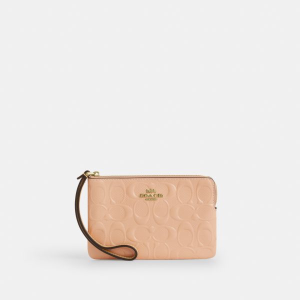 Coach Corner Zip Wristlet In Signature Leather - Preorder