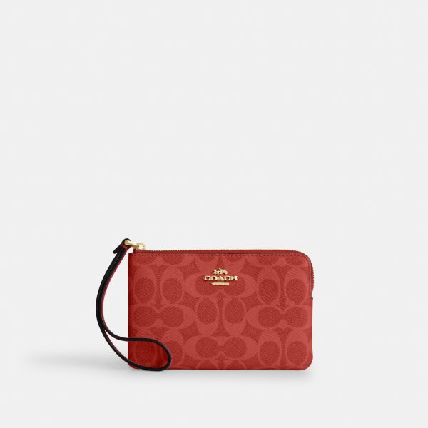 Coach Corner Zip Wristlet In Signature Canvas - Preorder