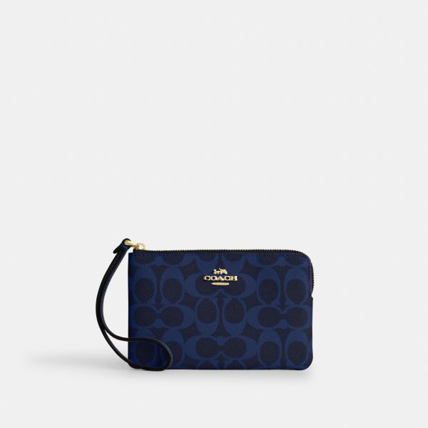 Coach Corner Zip Wristlet In Signature Canvas - Preorder