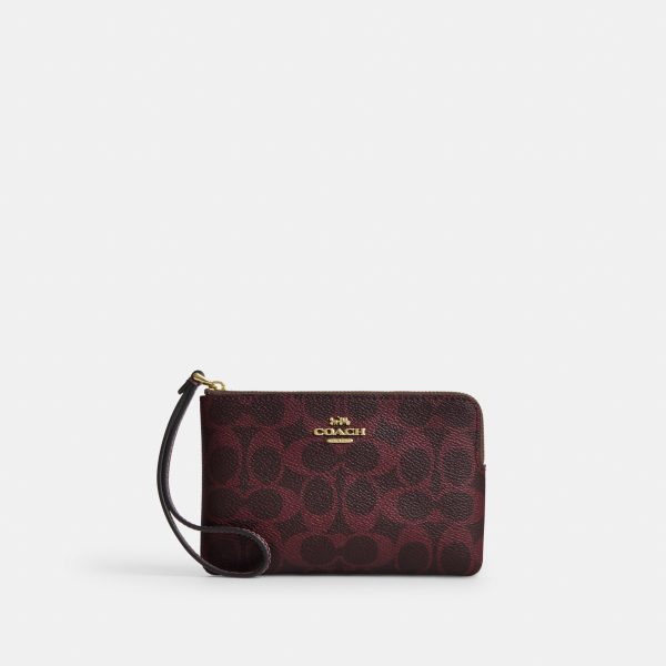 Coach Corner Zip Wristlet In Signature Canvas - Preorder