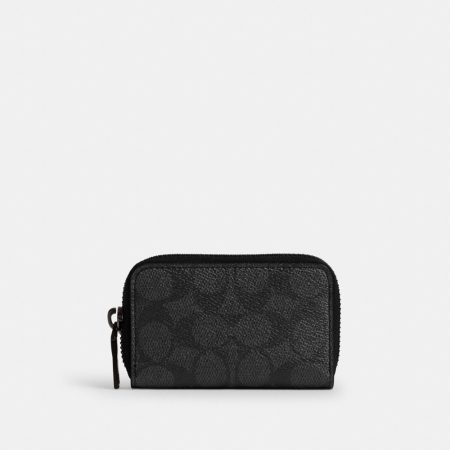 Coach Small Zip Around Card Case In Signature Canvas - Preorder