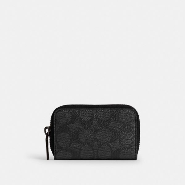 Coach Small Zip Around Card Case In Signature Canvas - Preorder