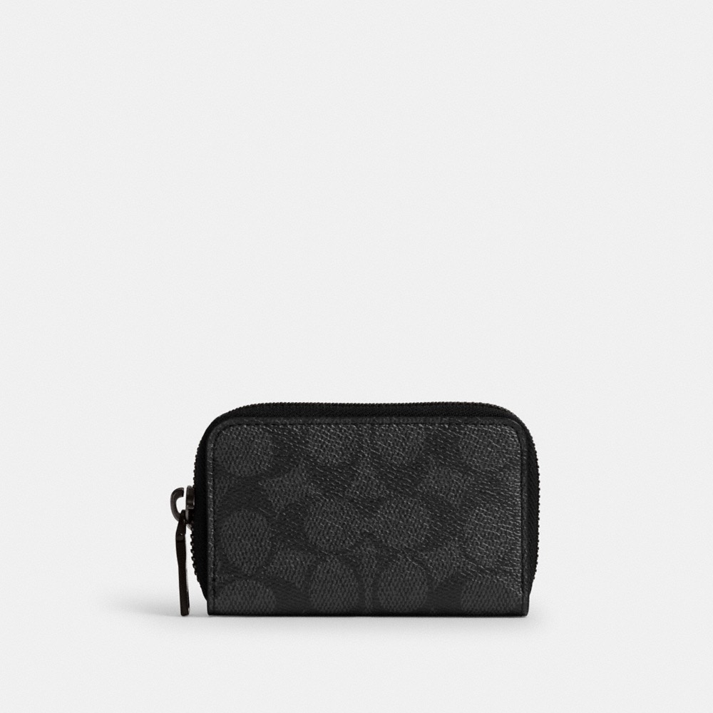 Coach Small Zip Around Card Case In Signature Canvas - Preorder