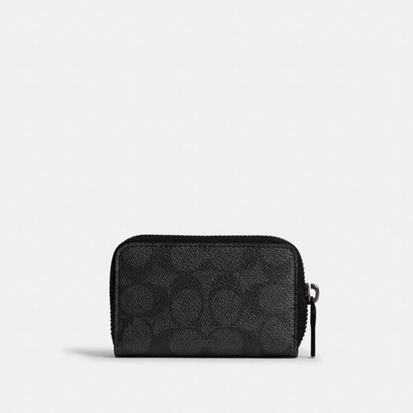 Coach Small Zip Around Card Case In Signature Canvas - Preorder